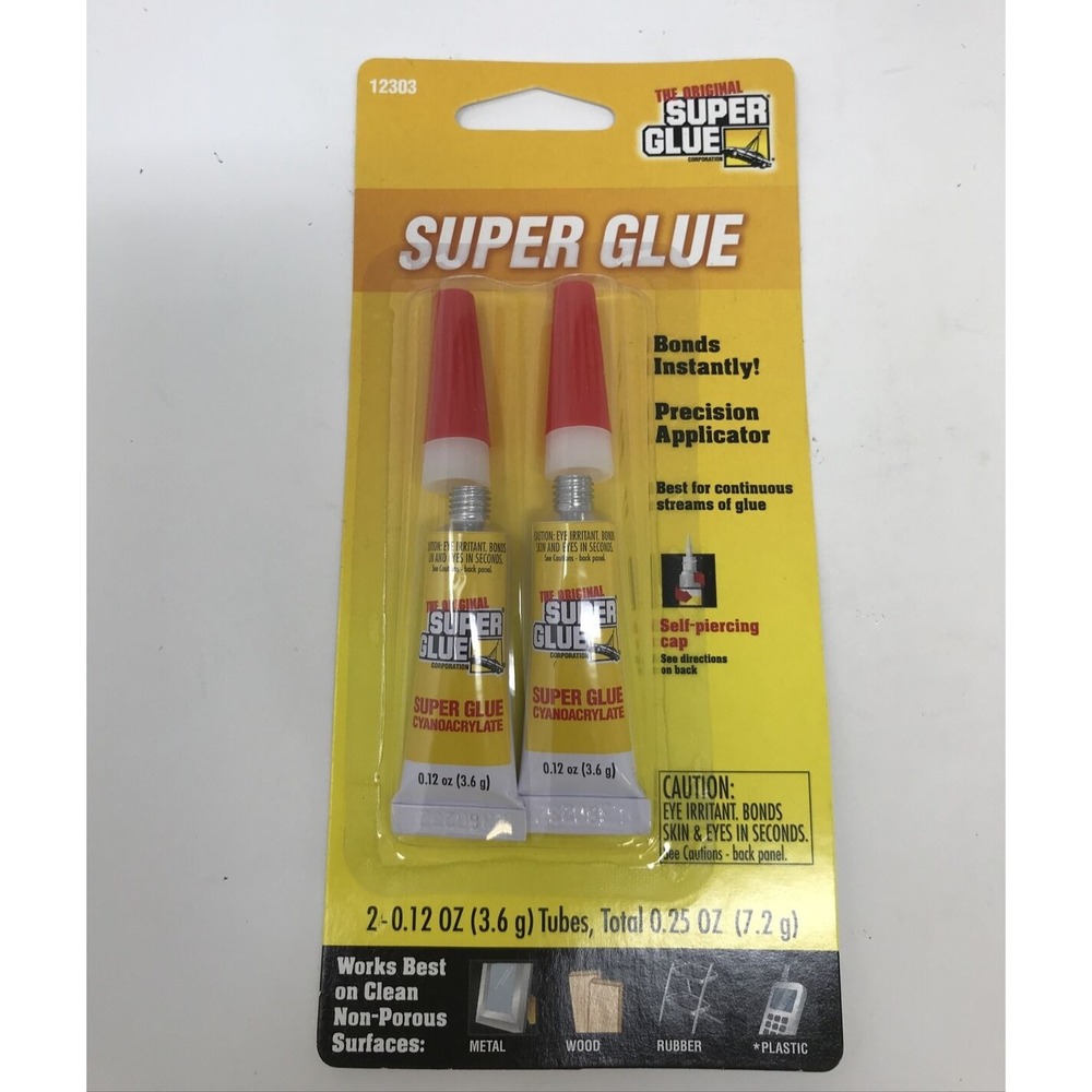 The Original Super Glue 2 Pack Clear .12oz Metal Wood Rubber